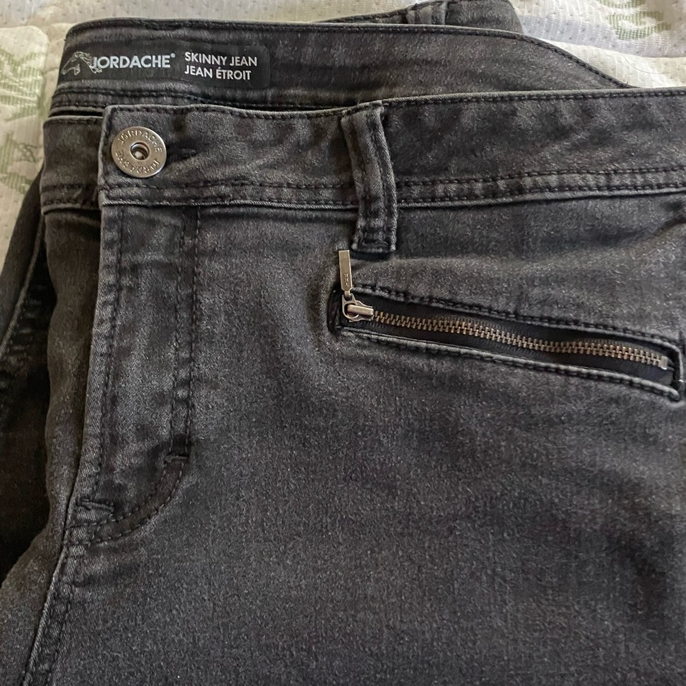 Jordache Charcoal Skinny Jeans with Zip Detail